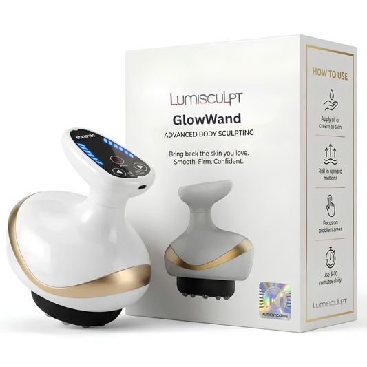 LumiSculpt GlowWand electric cupping body massager with its gift box