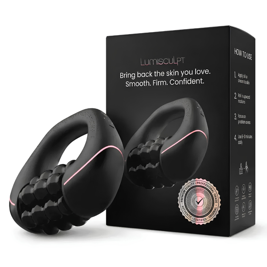 LumiSculpt ContourRoll cordless body massage roller with its gift box