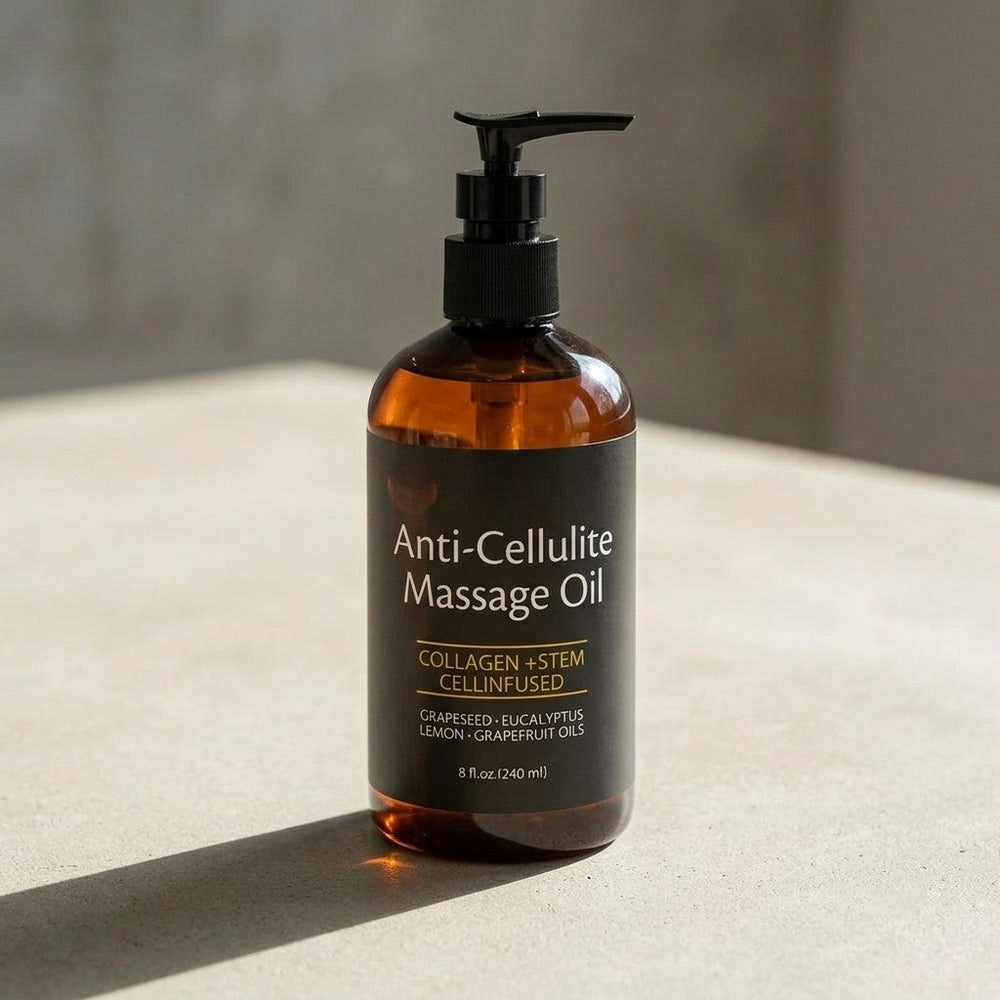 LumiSculpt GlowOil bottle with body massage tools